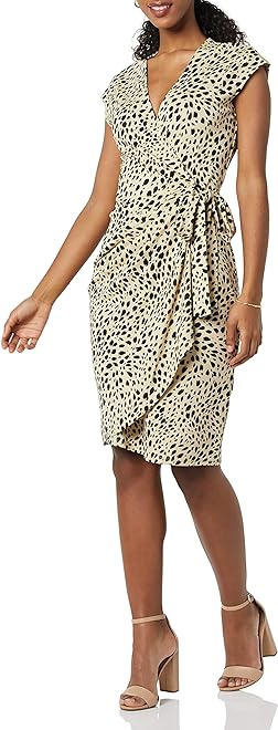 Women's Classic Cap Sleeve Wrap Dress with V Neck (Available in Plus Size)
